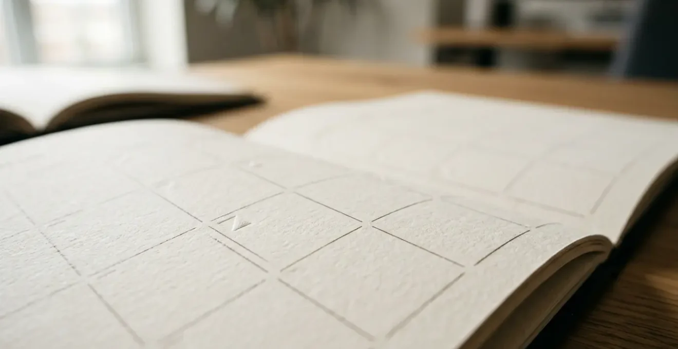 Gros plan détaillé d'un calendrier professionnel épuré avec marqueurs de rappel et agenda ouvert