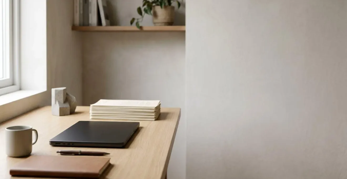 Bureau moderne avec documents de création d'entreprise organisés pour le Guichet Unique INPI