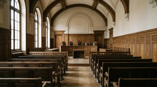 Salle d'audience du conseil de prud'hommes lors d'un litige entre employeur et salarié