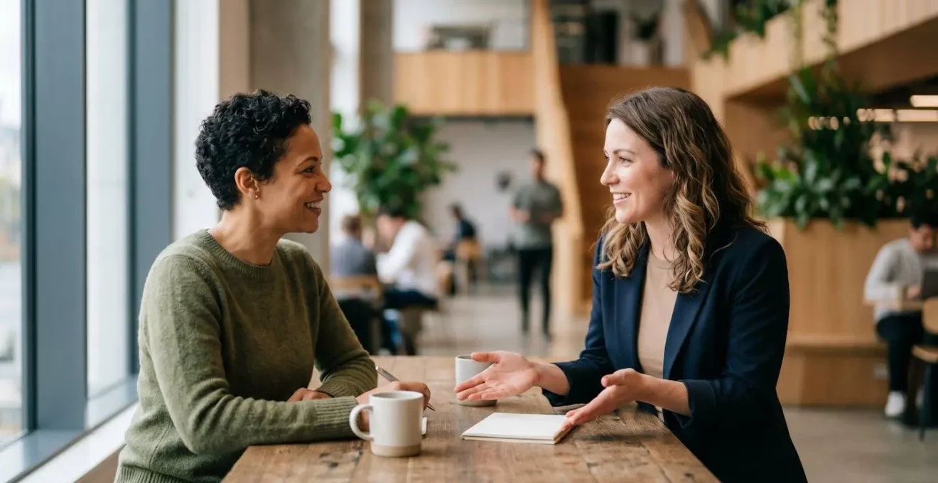 Scène symbolisant la communication des avantages sociaux entre employeur et salariés dans un cadre professionnel bienveillant