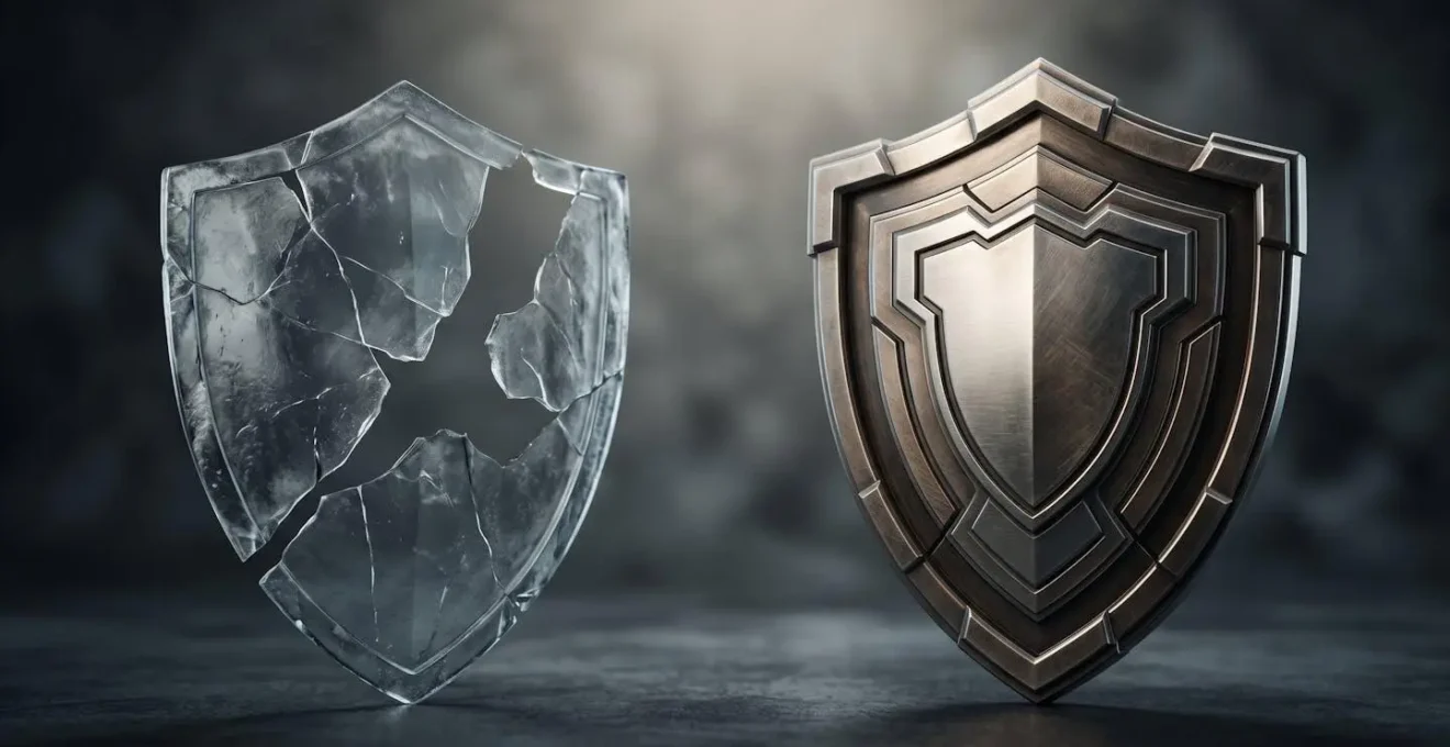 Représentation conceptuelle de la différence entre deux niveaux de protection d'assurance cyber