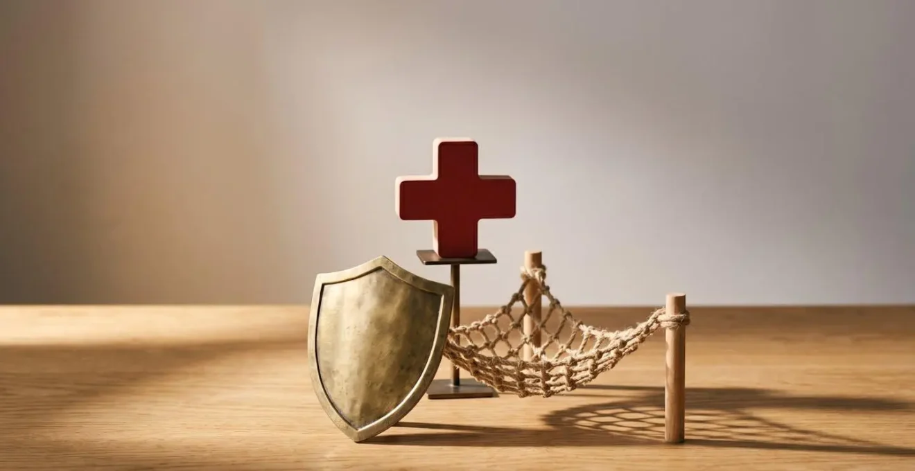 Schéma visuel représentant les trois piliers de protection d'un artisan avec éléments de connexion