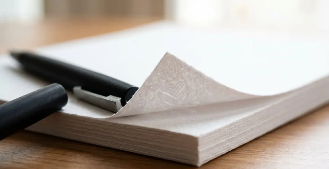 Gros plan macro sur des documents administratifs vierges empilés avec un stylo, évoquant la formalisation des procédures