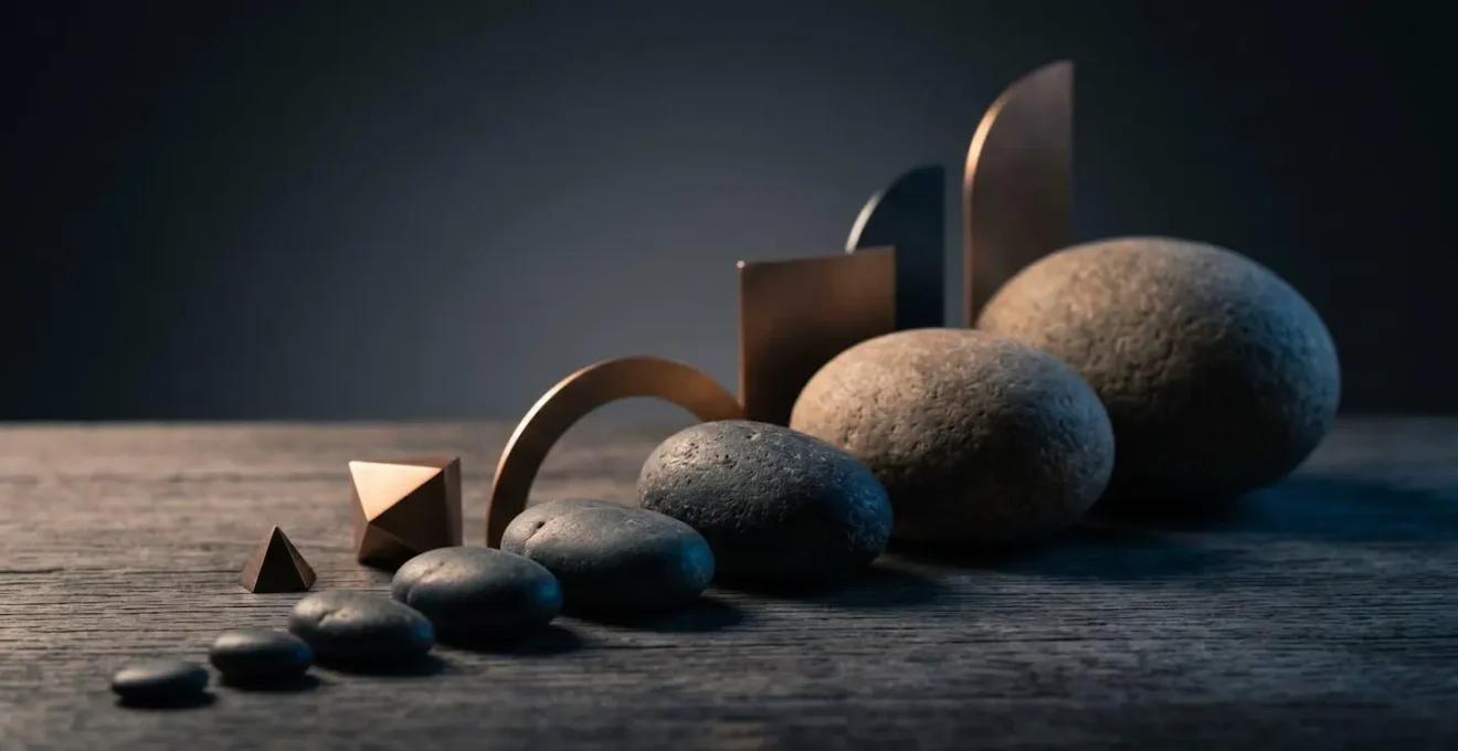 Composition symbolique montrant passage et évolution avec objets suggérant croissance et maturité professionnelle
